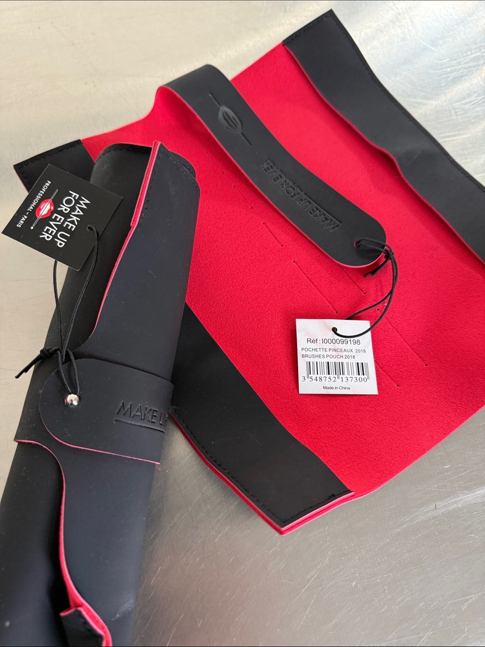 Makeup Forever Red Brush Pouch with Black Tie